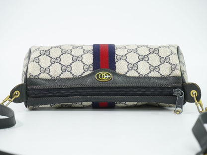 Gucci Vintage Sherry Line GG Supreme 2-Way Shoulder Bag Clutch Pochette Navy — view 5