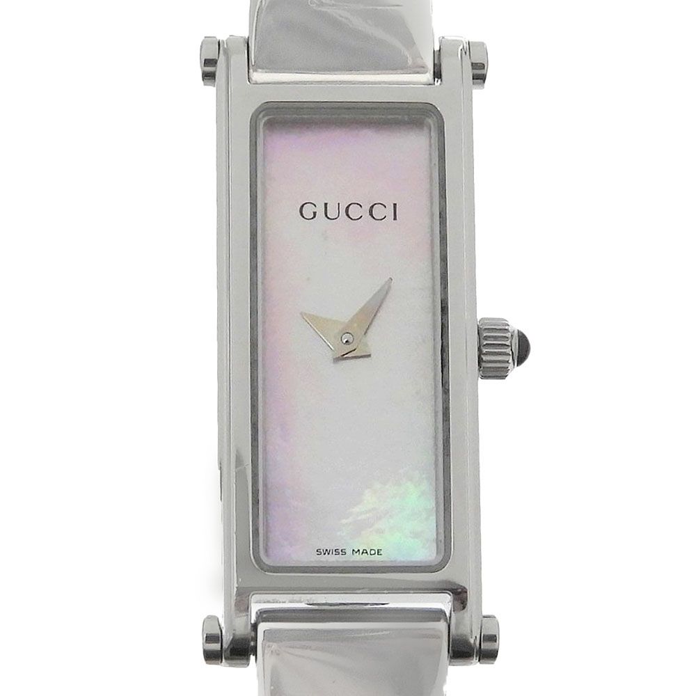 Gucci Stainless Steel Quartz Analog Display Pink Shell Dial Watch
