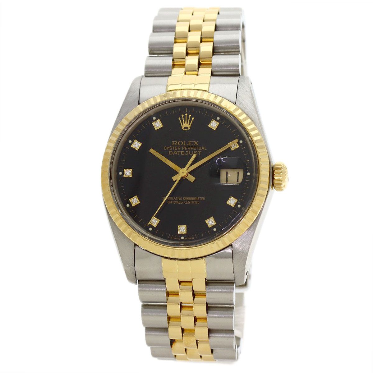 Rolex Datejust Diamond Watch SS Yellow Gold 18k
