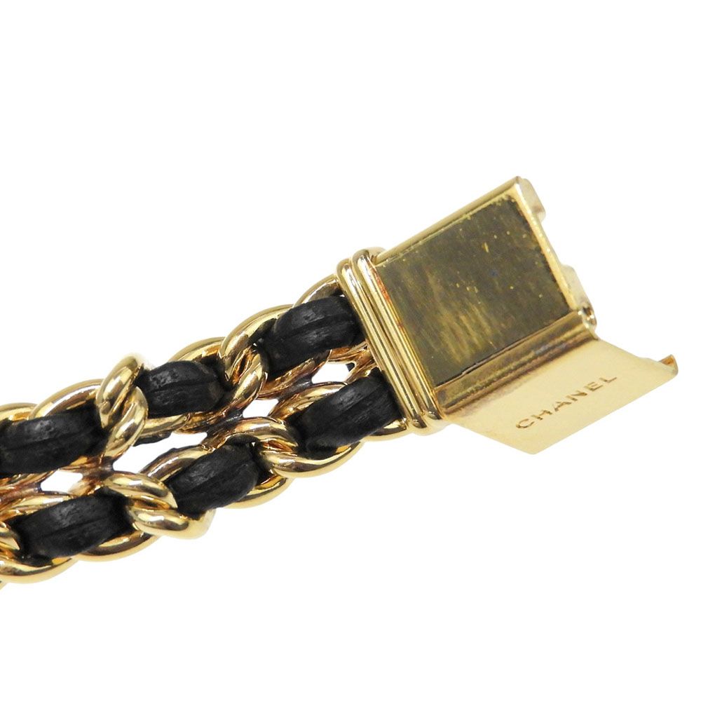 Chanel Premiere M Gold Plated Leather Quartz Analog Display Black Dial Watch — view 7