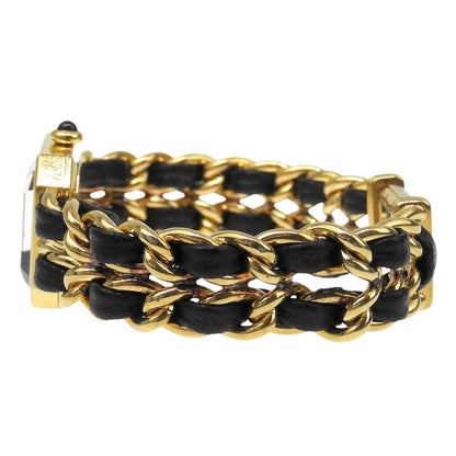 Chanel Premiere M Gold Plated Leather Quartz Analog Display Black Dial Watch — view 4