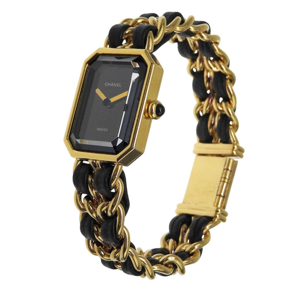 Chanel Premiere M Gold Plated Leather Quartz Analog Display Black Dial Watch — view 2