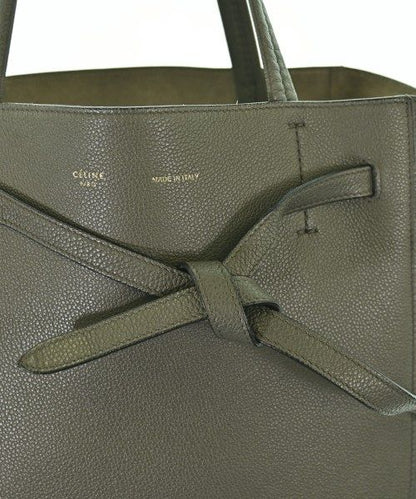 Celine Leather Tote Bag Khaki — view 8