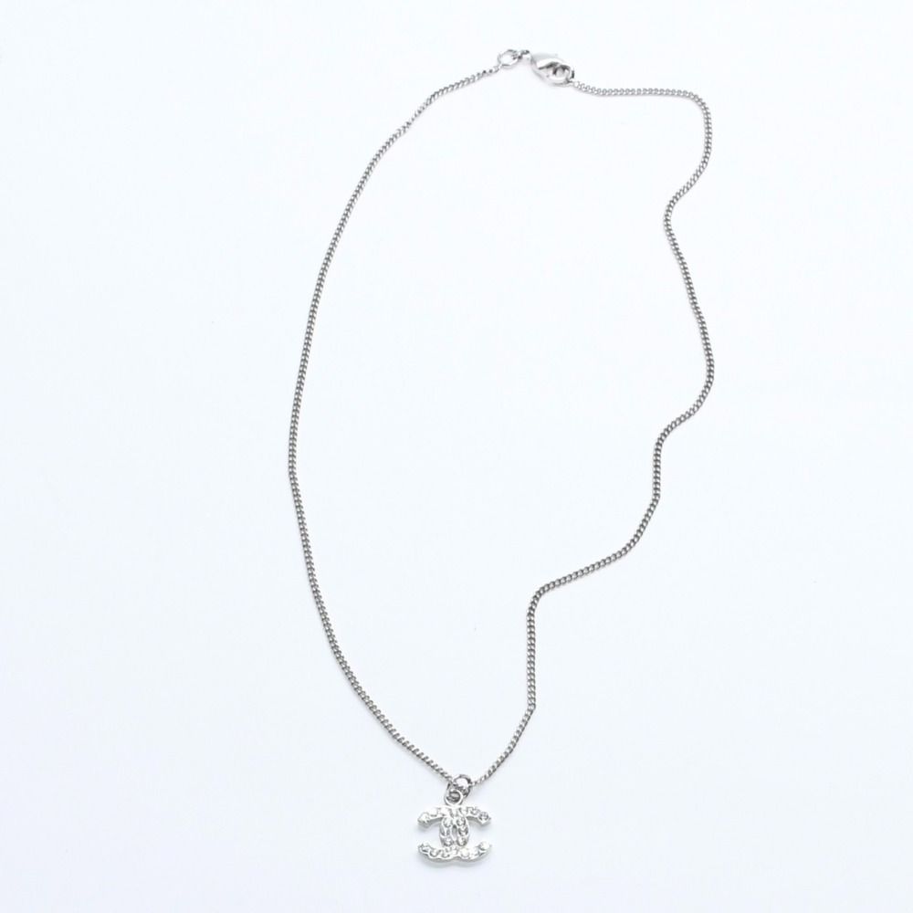 Chanel CC Logo Necklace Stamp Metal Rhinestone 43