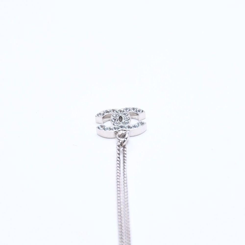 Chanel CC Logo Necklace Stamp Metal Rhinestone 43 — view 8