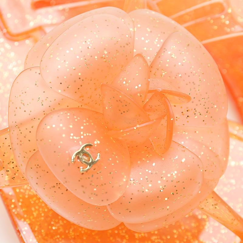 Chanel Camellia Beach Sandals Glitter Orange — view 5