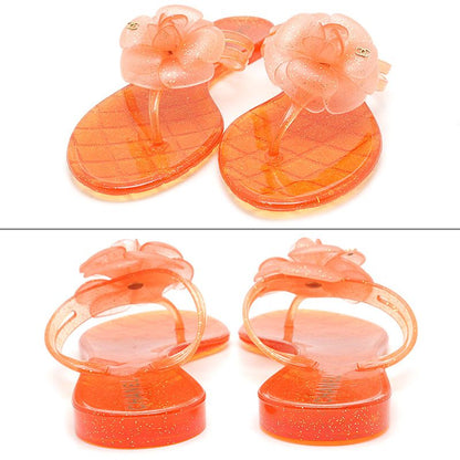 Chanel Camellia Beach Sandals Glitter Orange — view 3