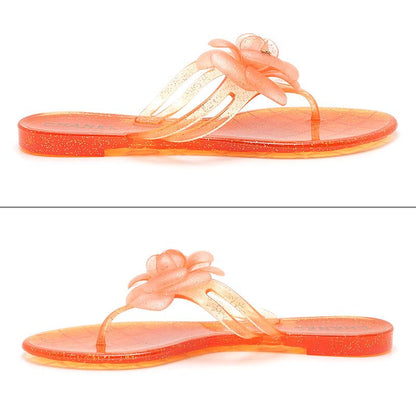 Chanel Camellia Beach Sandals Glitter Orange — view 2