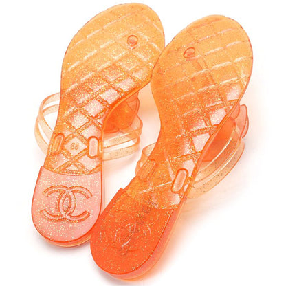 Chanel Camellia Beach Sandals Glitter Orange — view 6