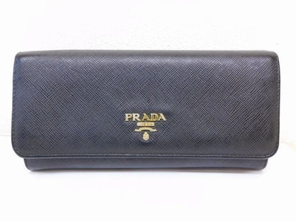 Prada Wallet Saffiano Leather Black Pass Case
