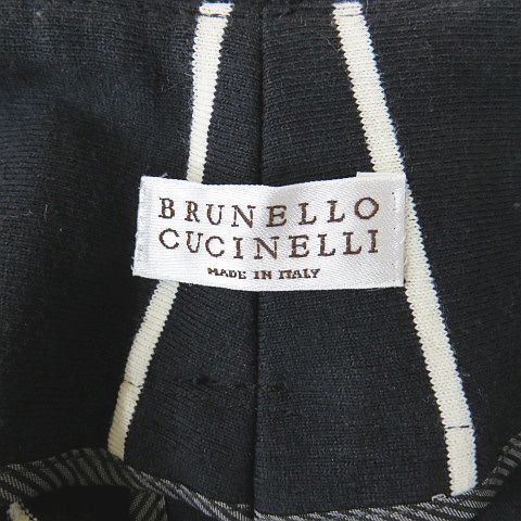 Brunello Cucinelli Tapered Pants Black Striped Pattern Side Pocket Back 40 — view 4