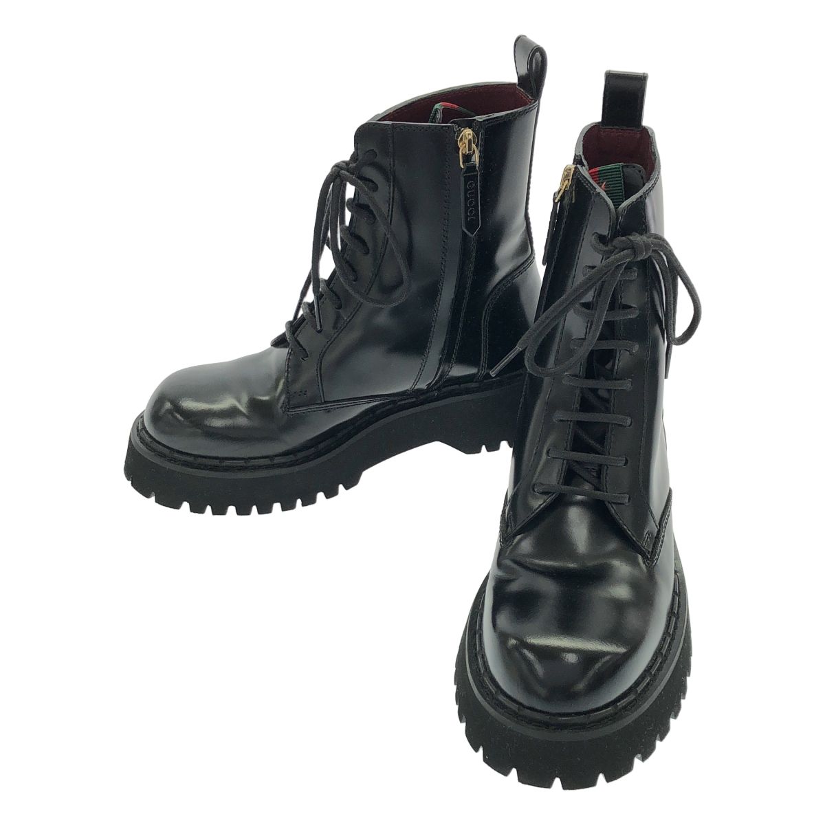 Gucci Sherry Line Side Zip Leather Ankle Boots Black