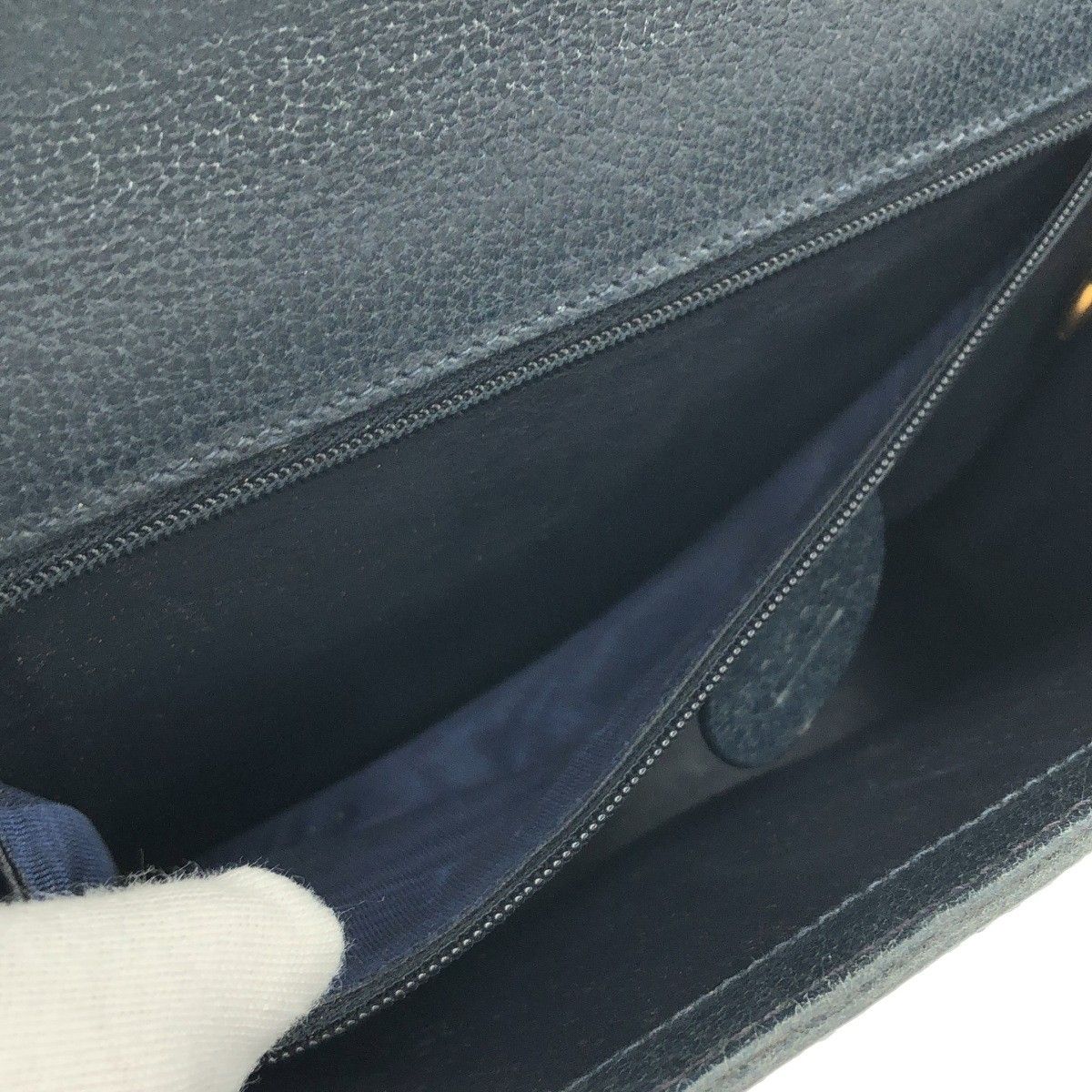 Gucci Vintage Bamboo Handle Leather Bag Blue — view 7