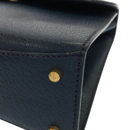 Gucci Vintage Bamboo Handle Leather Bag Blue — view 8