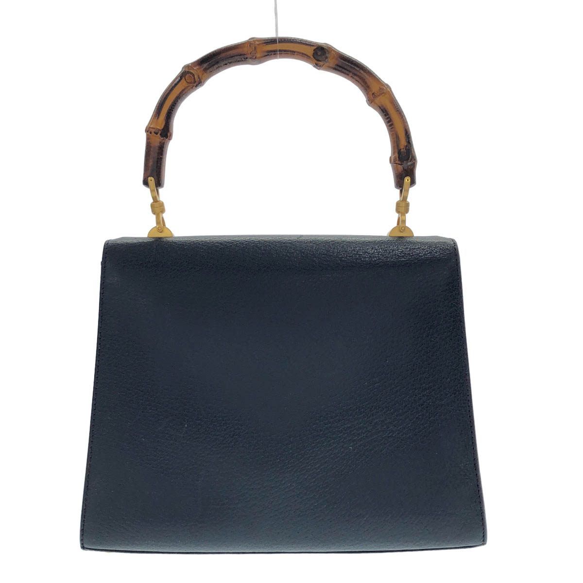 Gucci Vintage Bamboo Handle Leather Bag Blue — view 2