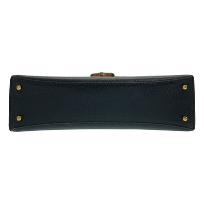 Gucci Vintage Bamboo Handle Leather Bag Blue — view 4