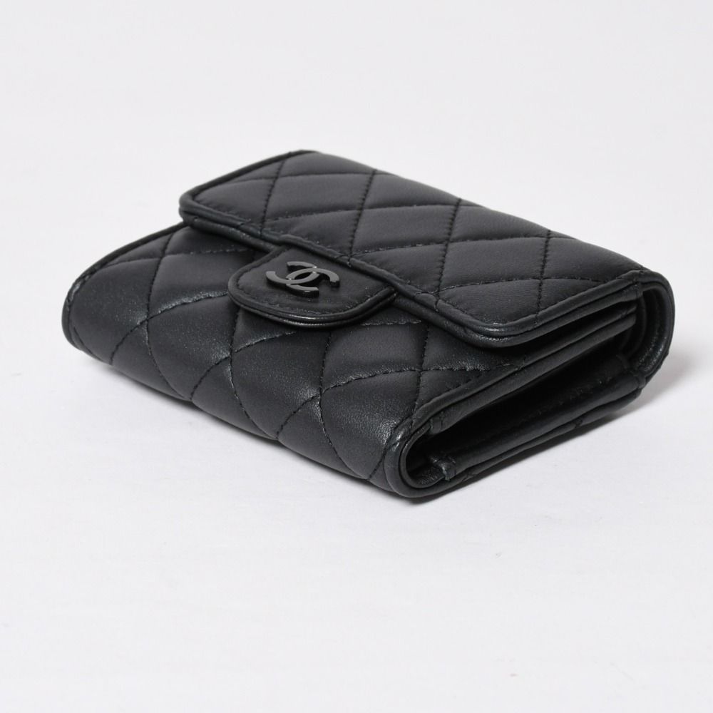 Chanel Classic Small Flap Wallet Trifold CC Logo So Black — view 5