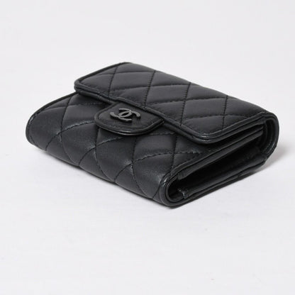 Chanel Classic Small Flap Wallet Trifold CC Logo So Black — view 5