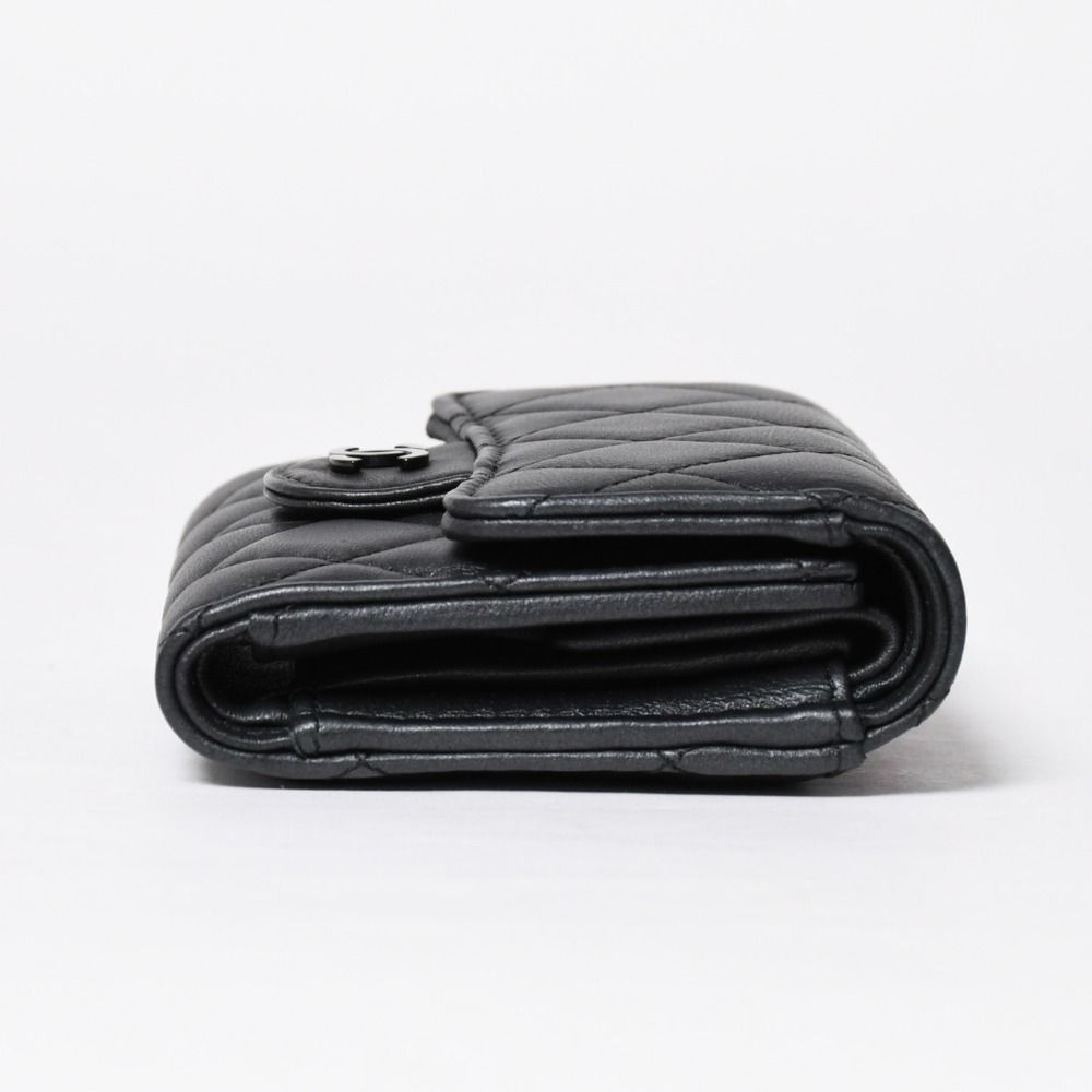 Chanel Classic Small Flap Wallet Trifold CC Logo So Black — view 4