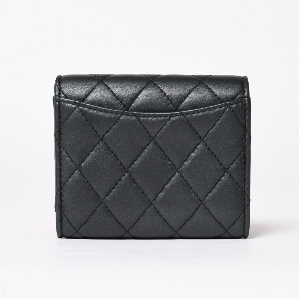 Chanel Classic Small Flap Wallet Trifold CC Logo So Black — view 2