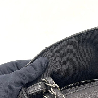 Chanel Diamond Stitch Lambskin Black Chain Shoulder Bag Silver — view 5