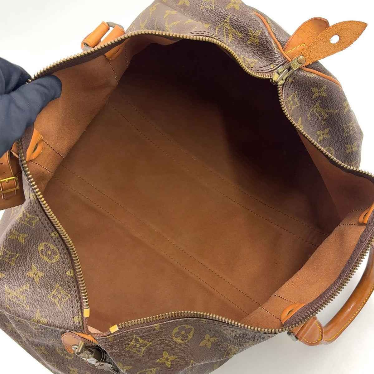 Louis Vuitton Keepall 45 Monogram Leather Brown Boston Bag Gold — view 3