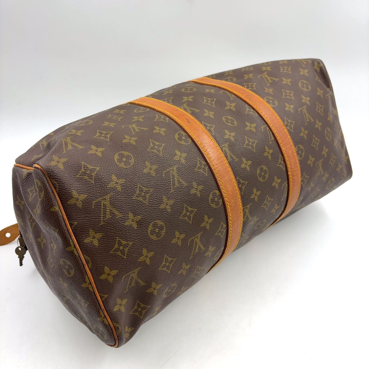 Louis Vuitton Keepall 45 Monogram Leather Brown Boston Bag Gold — view 8