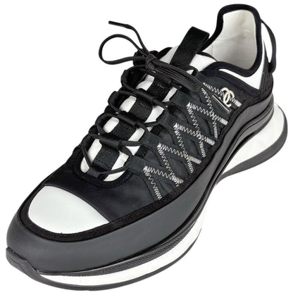 Chanel Shoes CC Logo Leather Black White