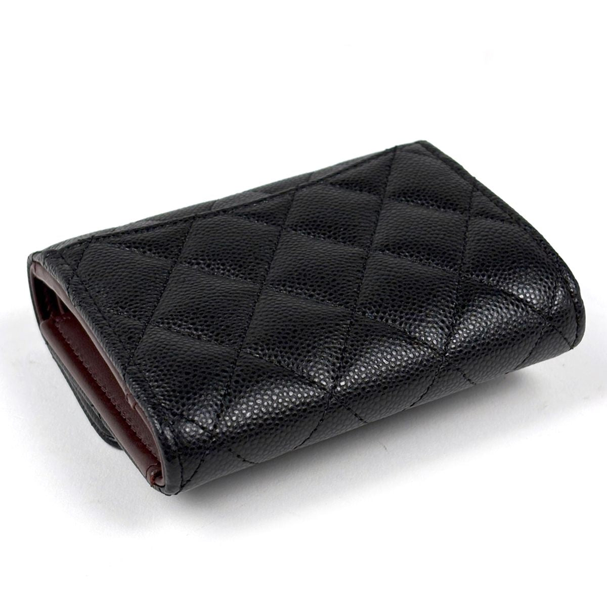 Chanel Trifold Wallet CC Logo Quilted Caviar Leather Black — view 2