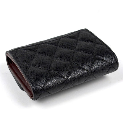 Chanel Trifold Wallet CC Logo Quilted Caviar Leather Black — view 2
