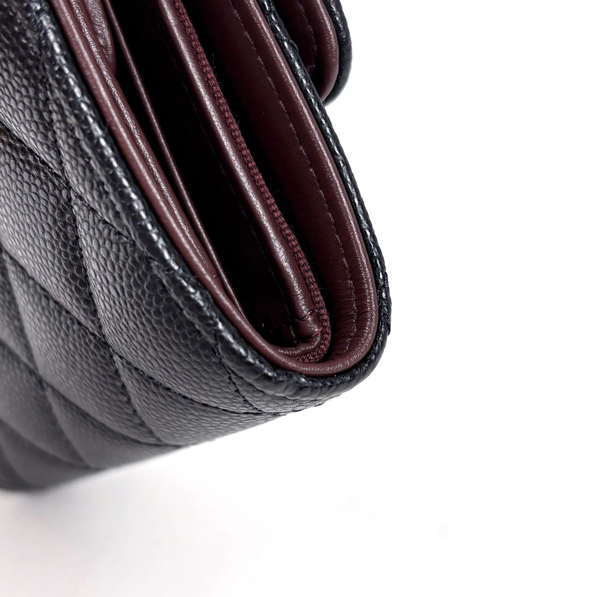 Chanel Trifold Wallet CC Logo Quilted Caviar Leather Black — view 3
