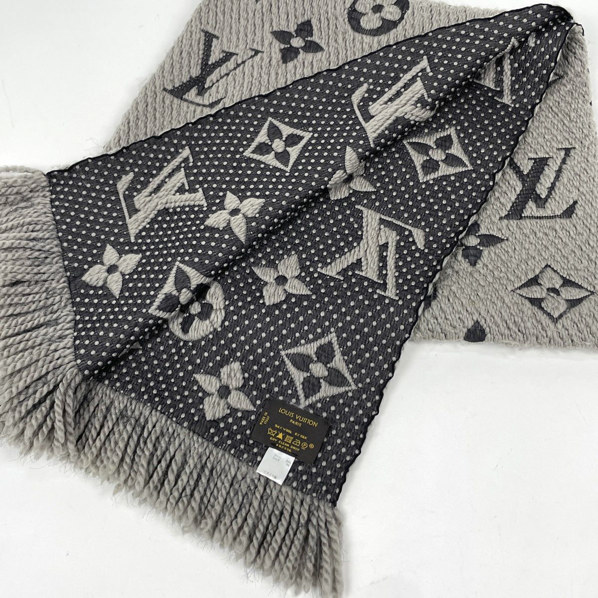 Louis Vuitton Scarf Monogram Wool Silk Gray — view 2