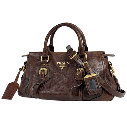 Prada Handbag 2-Way Leather Brown