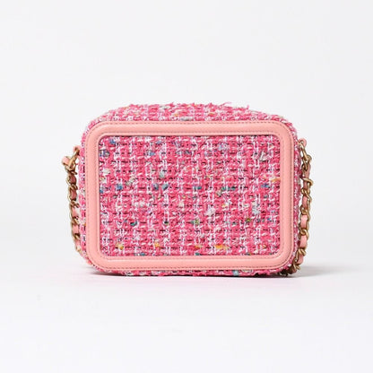 Chanel CC Filigree Small Vanity Shoulder Bag Tweed Pink Matte Gold — view 3
