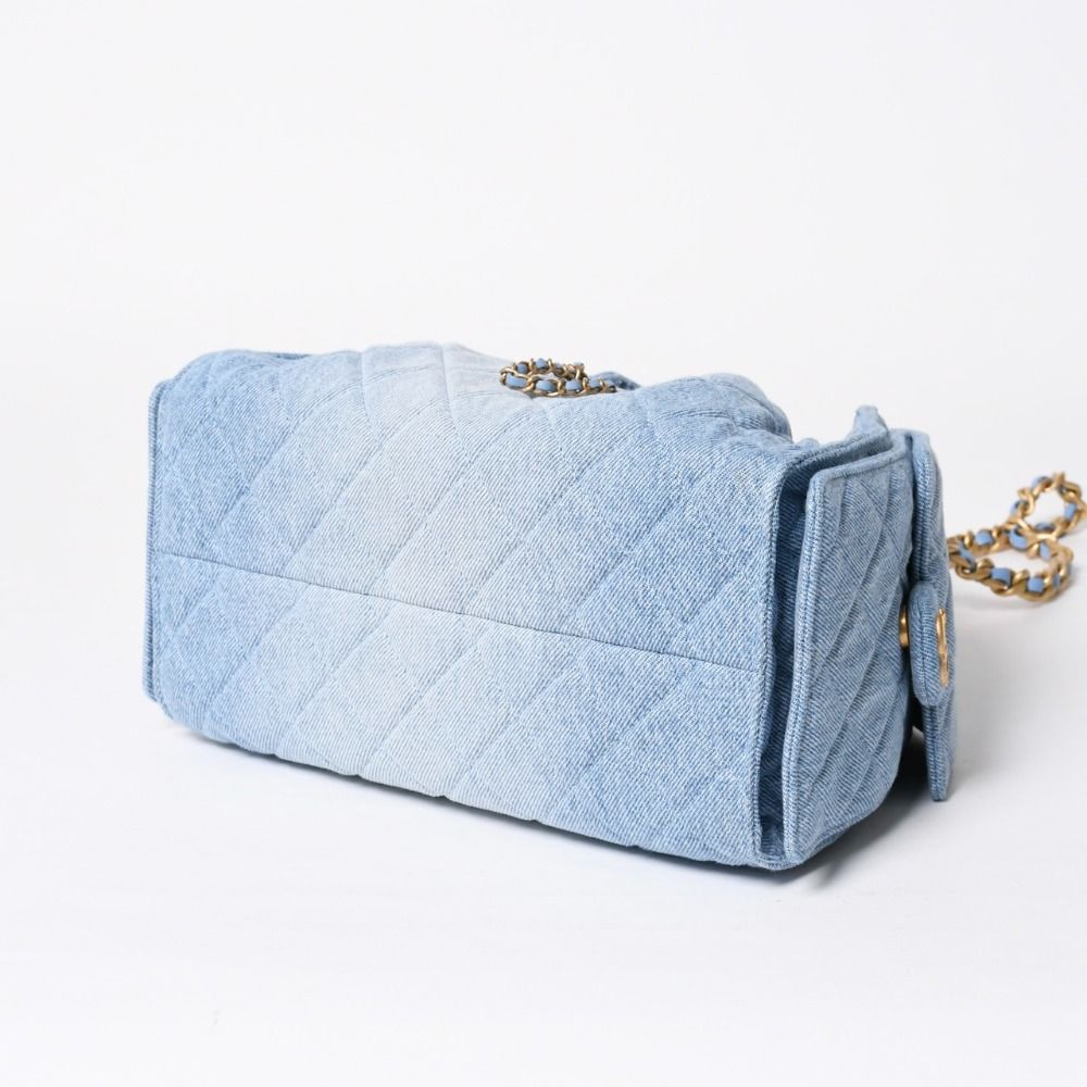 Chanel 25 Small Handbag CC Logo Denim Leather Blue — view 7