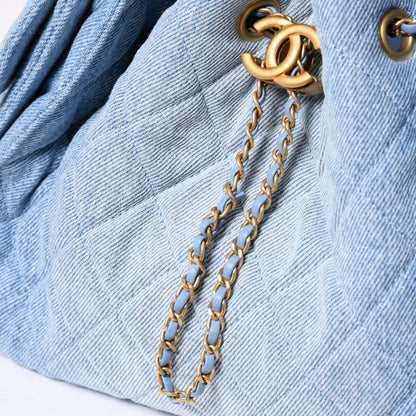 Chanel 25 Small Handbag CC Logo Denim Leather Blue — view 6