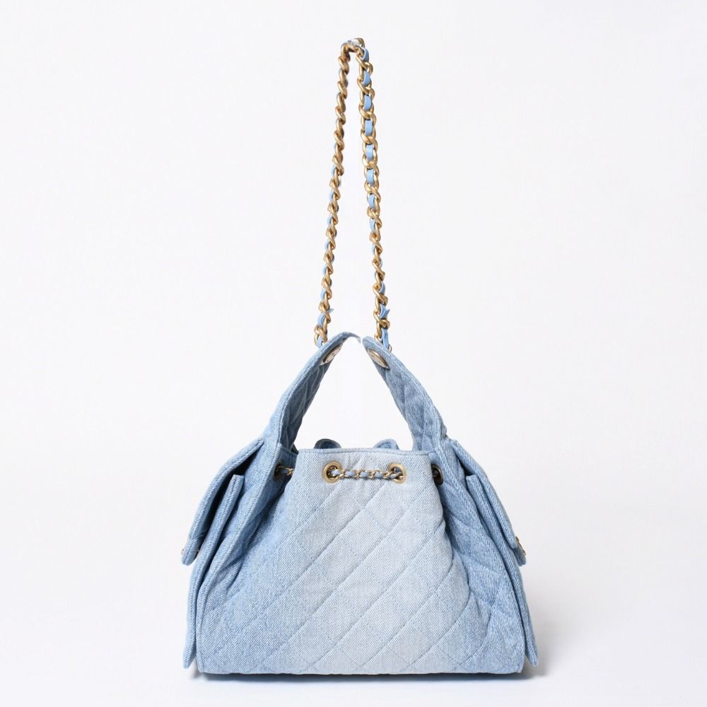 Chanel 25 Small Handbag CC Logo Denim Leather Blue — view 2