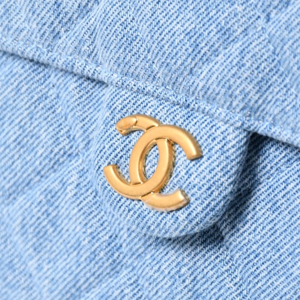 Chanel 25 Small Handbag CC Logo Denim Leather Blue — view 5