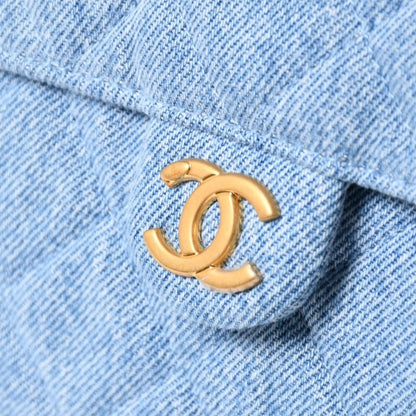 Chanel 25 Small Handbag CC Logo Denim Leather Blue — view 5