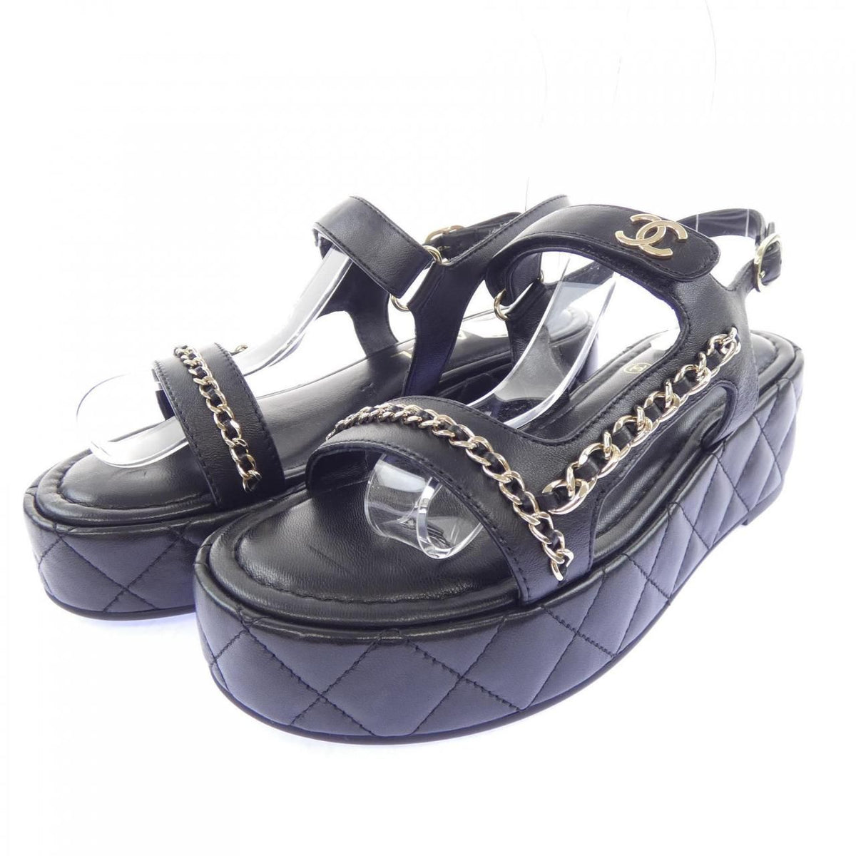 Chanel Quilted Sandals Black — view 3