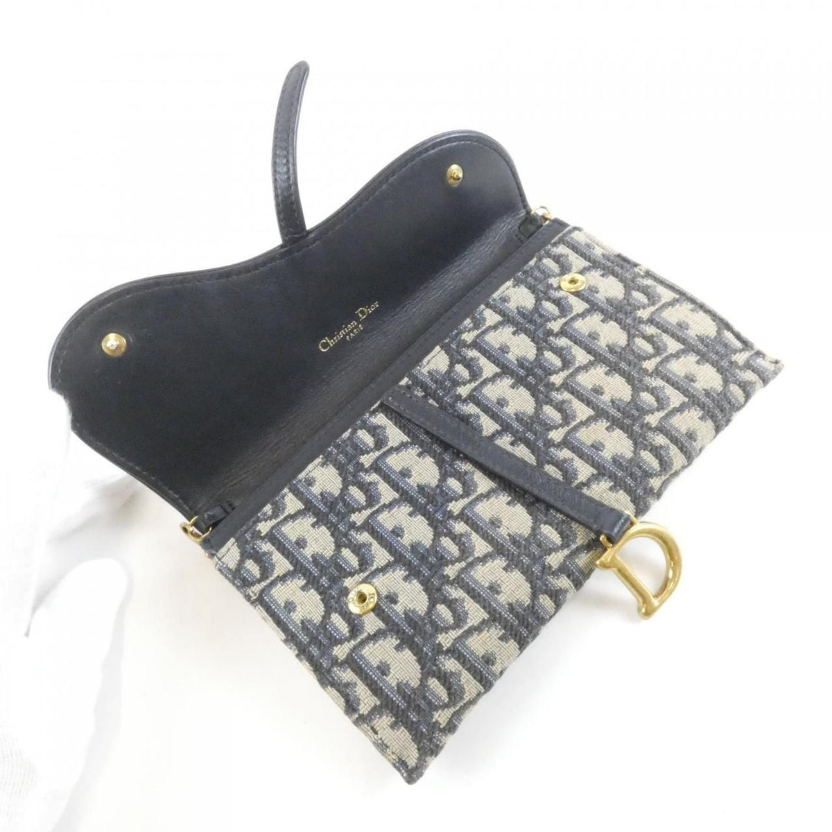 Dior Oblique Saddle Pouch S ZQ Chain Wallet — view 8