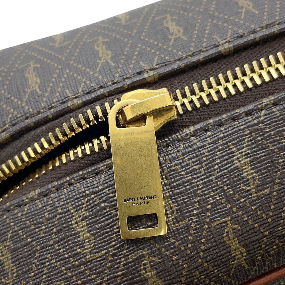 Saint Laurent Paris Second Monogram Leather Clutch — view 8