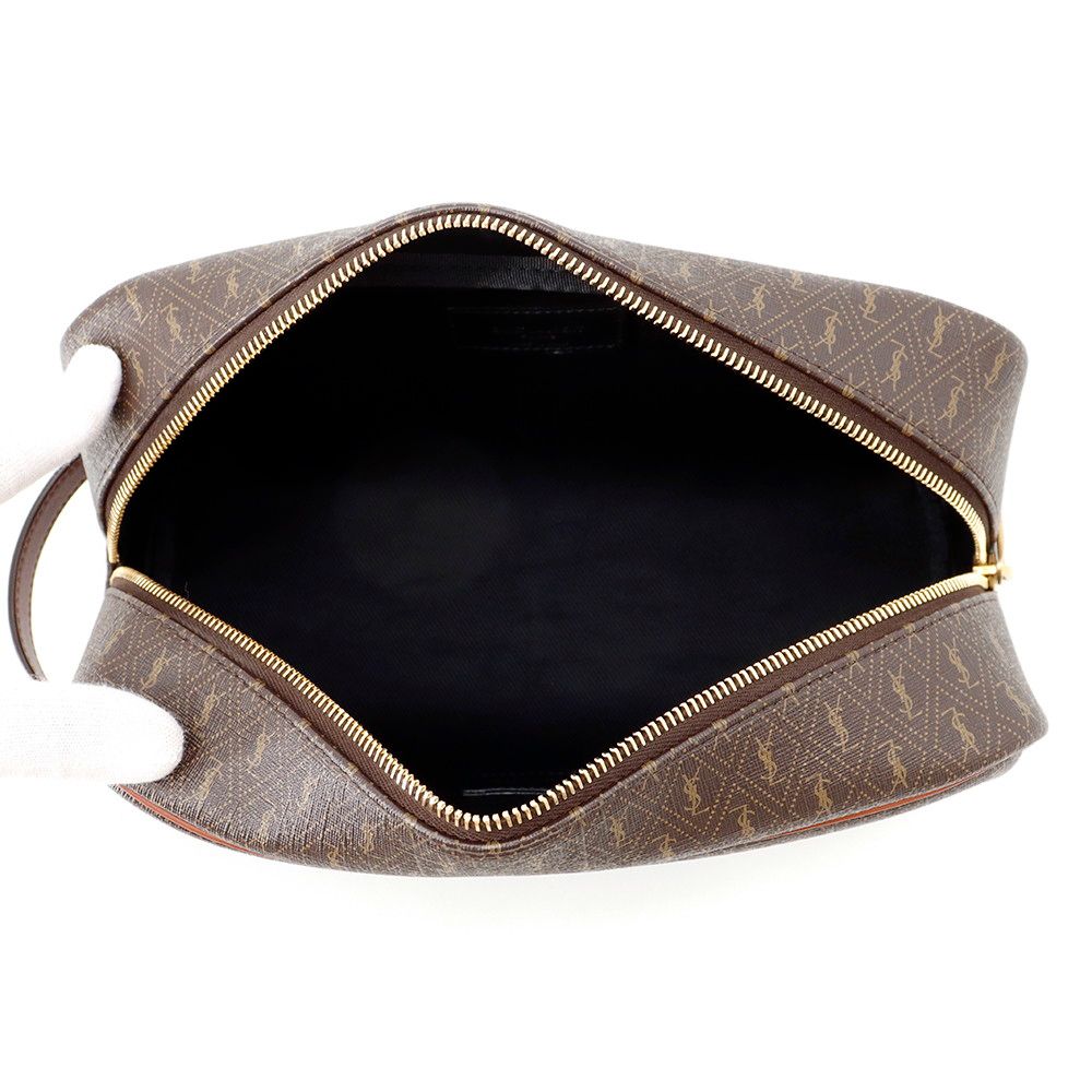 Saint Laurent Paris Second Monogram Leather Clutch — view 5