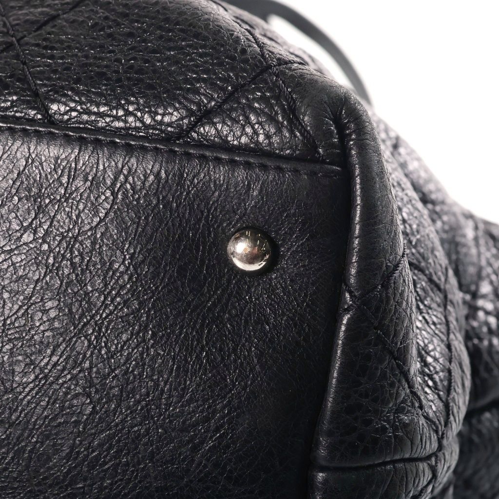 Chanel Chain Tote Bag Black Lambskin Silver — view 6