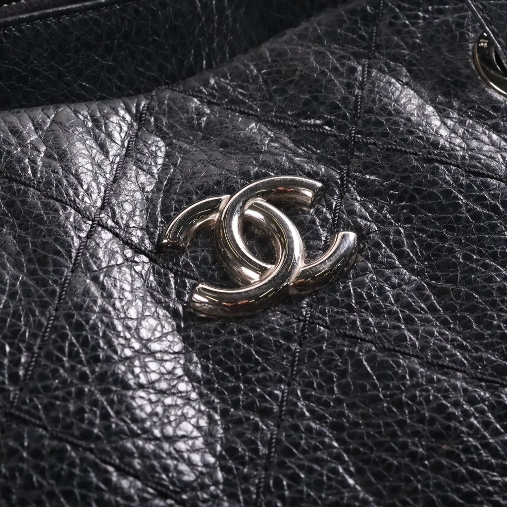 Chanel Chain Tote Bag Black Lambskin Silver — view 7