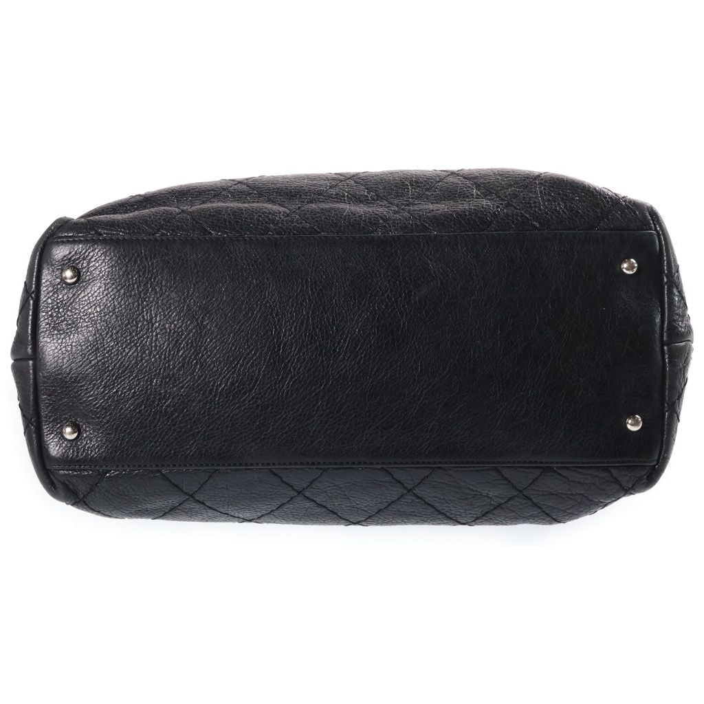 Chanel Chain Tote Bag Black Lambskin Silver — view 4