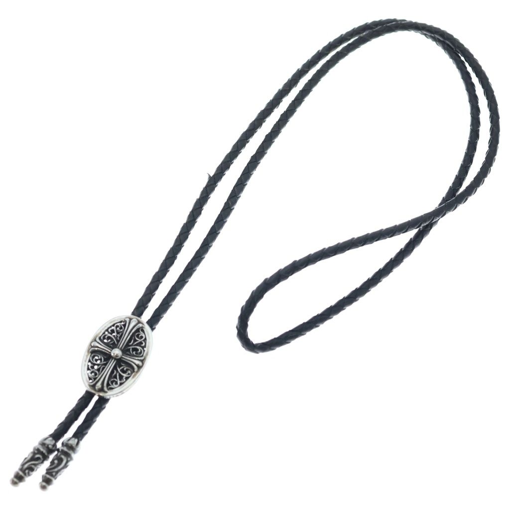 Chrome Hearts Bolotie Ovaltiny Tiny Classic Oval Cross Loop Tie Silver Black — view 2