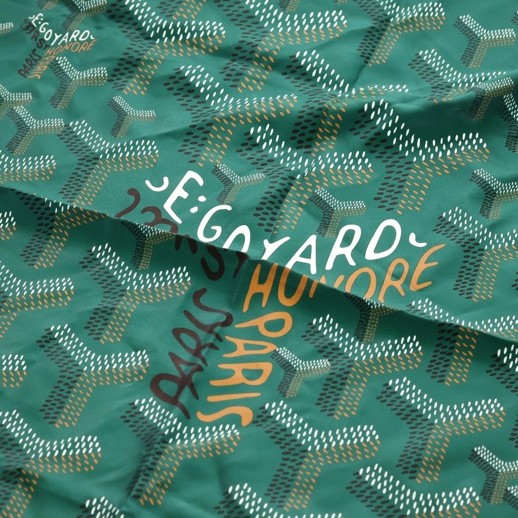 Goyard Scarf Large Herringbone Pattern Logo Silk Green — view 5