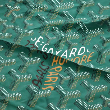 Goyard Scarf Large Herringbone Pattern Logo Silk Green — view 5