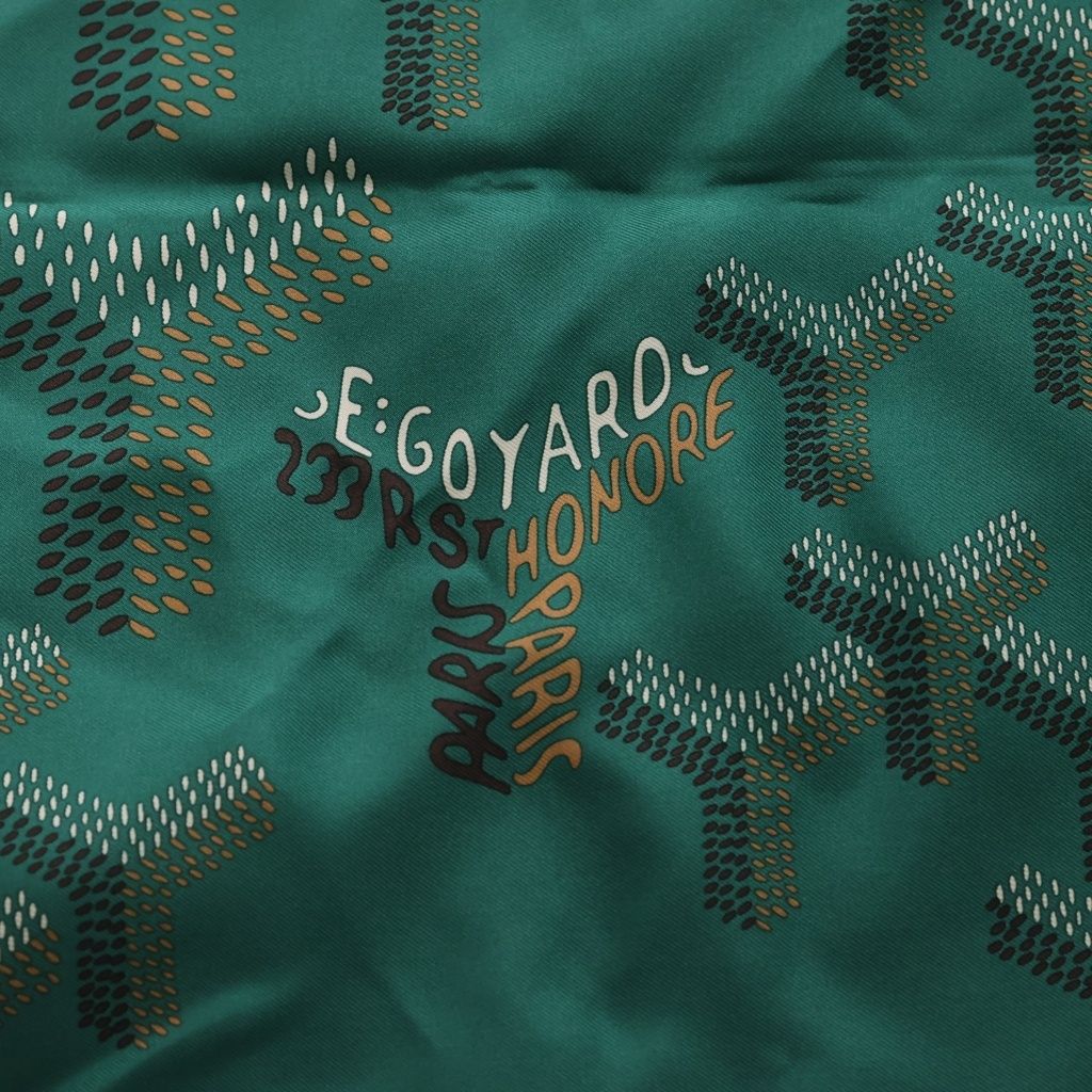 Goyard Scarf Large Herringbone Pattern Logo Silk Green — view 2